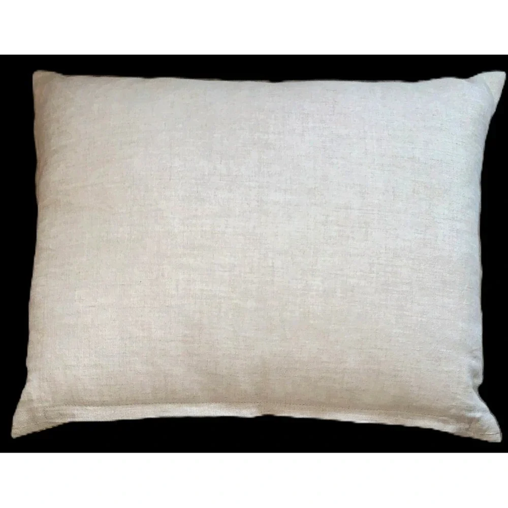 2 Gold Metallic Stump Embroidery Linen Feather Down Show Pillows Diem M. Abram